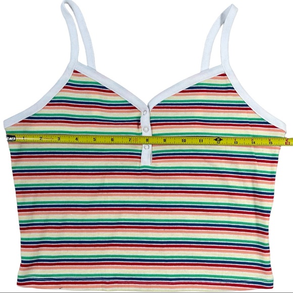 No Boundaries size large rainbow striped spaghetti strap ribbed crop top NWT - Picture 7 of 14